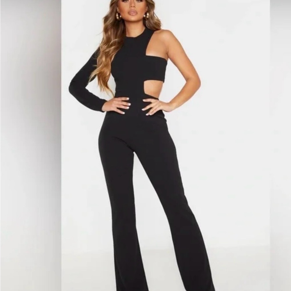 PrettyLittleThing Black Cut-Out Jumpsuit